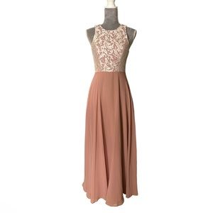Azazie Kate dusty rose lace sleeveless dress w/ pockets size A2